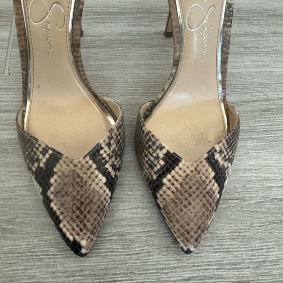 Snakeskin Pointed Toe Pump with Ankle Strap - Size 7 - Picture 3 of 6
